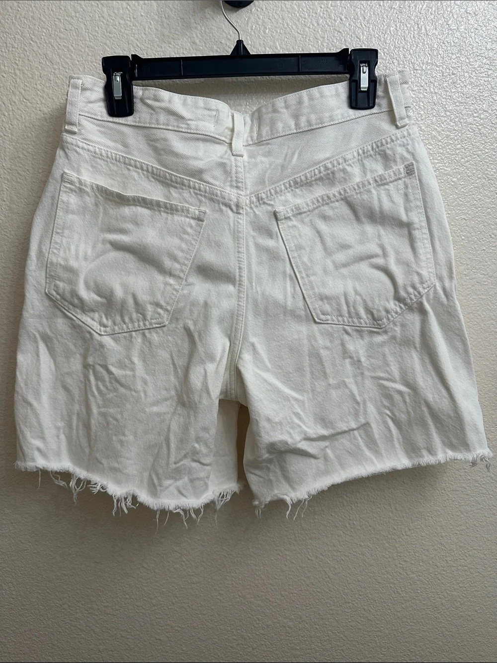 Madewell Baggy White Denim Shorts with Raw Edge